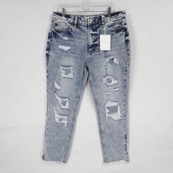 KanCan Jeans Womens 11 29 Blue Distressed High Rise Ankle Skinny Raw Hem Denim - Picture 1 of 15